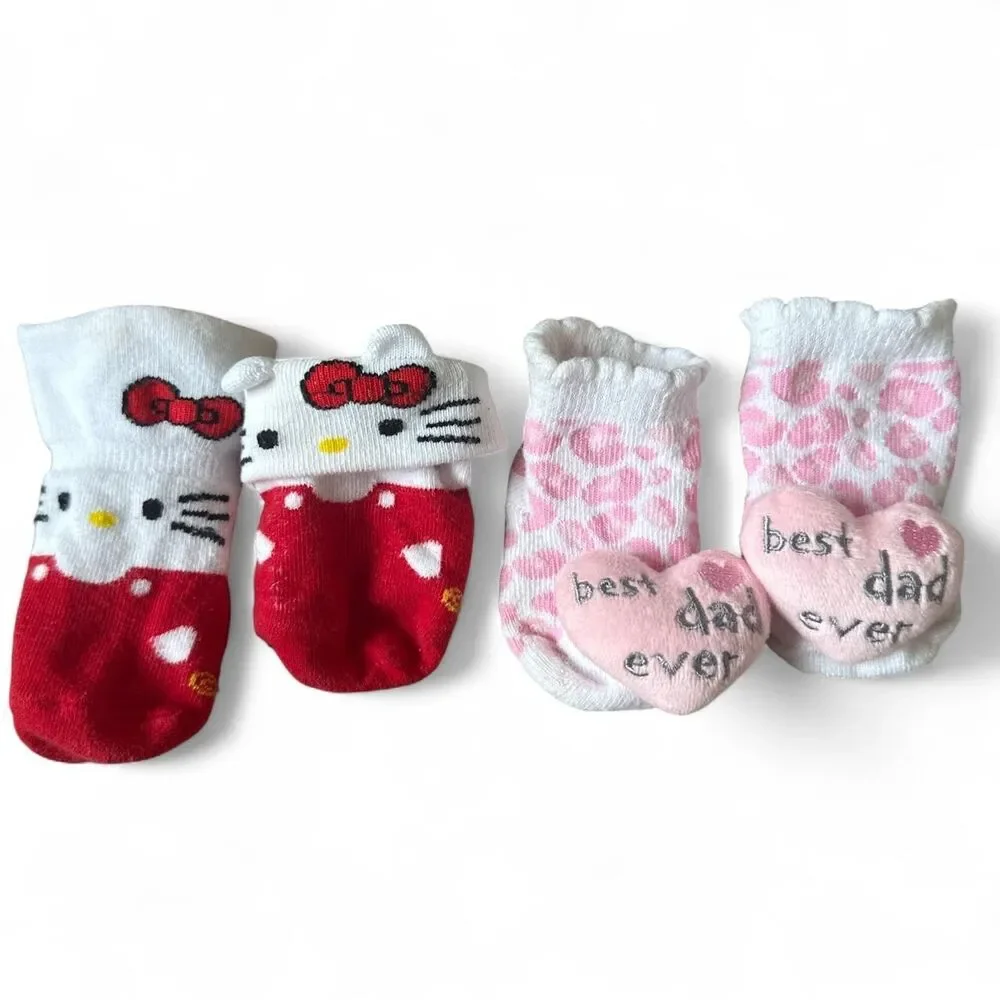 Baby Girl Socks & Soft Shoes Lot – Carter’s, Sanrio & More | 0–3 Months